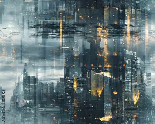 Capture a cityscape transformed by futuristic technologies photo