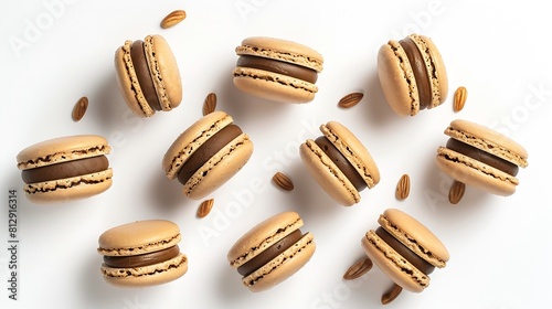 Wallpaper Mural Creative layout made of tea macaroons praline on white background Flat lay Food concept : Generative AI Torontodigital.ca