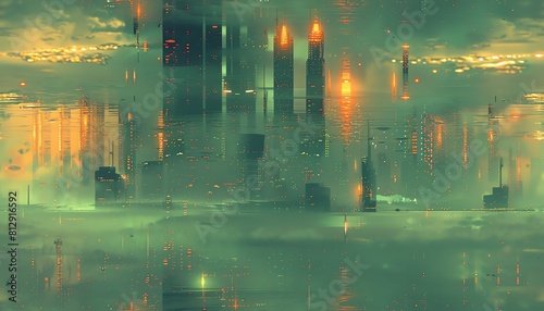 Capture the essence of a surreal underwater cityscape
