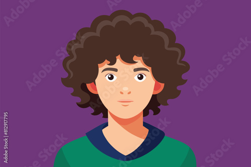 A man with curly hair wearing a green shirt, Curly hair Customizable Semi Flat Illustration