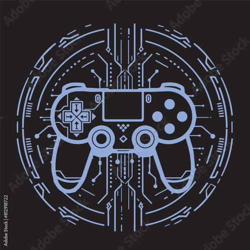 game playstation console ps5 gamer icon video game controller illustration for print concept art gaming 