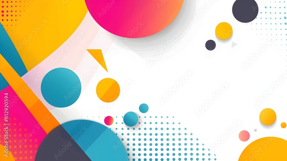 Vibrant Geometric Abstract Shapes in Minimalist Graphic Design with Balanced Copyspace