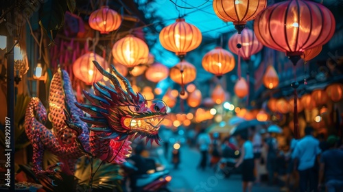 The T?t Nguy?n ??n (Vietnamese Lunar New Year) in Ho Chi Minh City Vietnam a festive period marked by family reunions traditional food dragon dances a photo