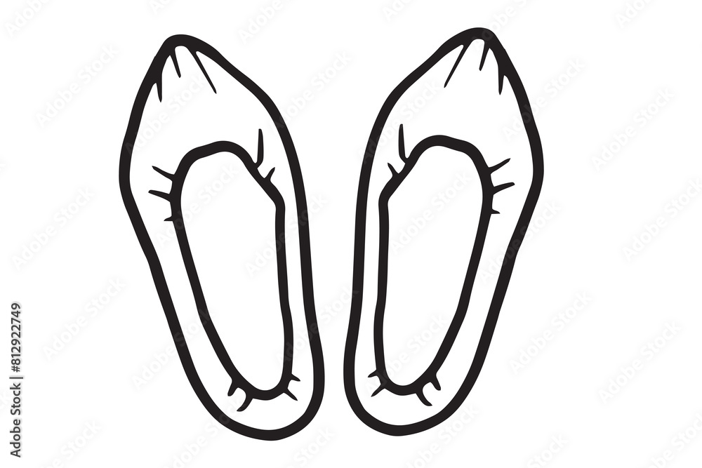 Pair of fashion ballet shoes vector outline illustration. Doodle drawing sketch, isolated vector on a white background. for poster, banner, card design. Shoes shop, dance studio, female shoes fashion Pair of fashion ballet shoes vector outline illustration. Doodle drawing sketch, isolated vector on a white background. for poster, banner, card design. Shoes shop, dance studio, female shoes fashion