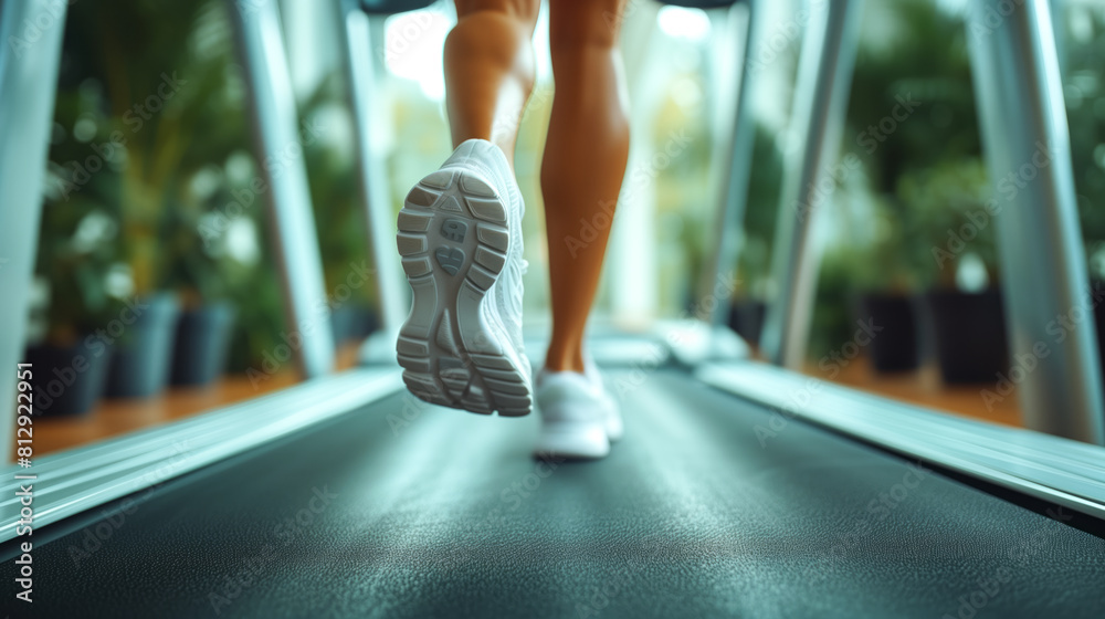a woman jogging on a treadmill a woman jogging on a treadmill
