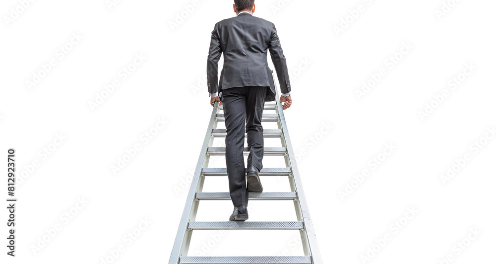 Concept of a business leader climbing the corporate ladder to achieve success Concept of a business leader climbing the corporate ladder to achieve success