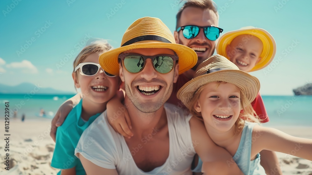 Happy Family Having Fun at the Beach : Generative AI