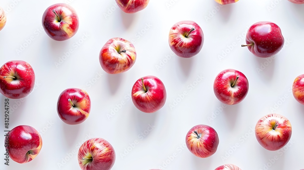 Top view with fresh red royal gala apples isolated on white background with copy space : Generative AI Top view with fresh red royal gala apples isolated on white background with copy space : Generative AI
