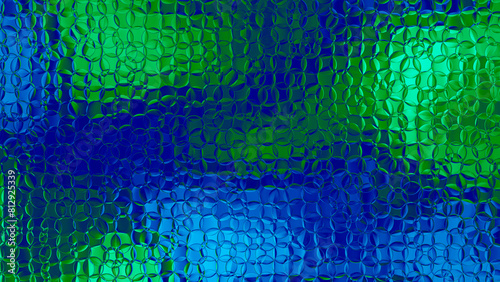 blau-grüner Hintergrund mit glasklaren runden Elementen