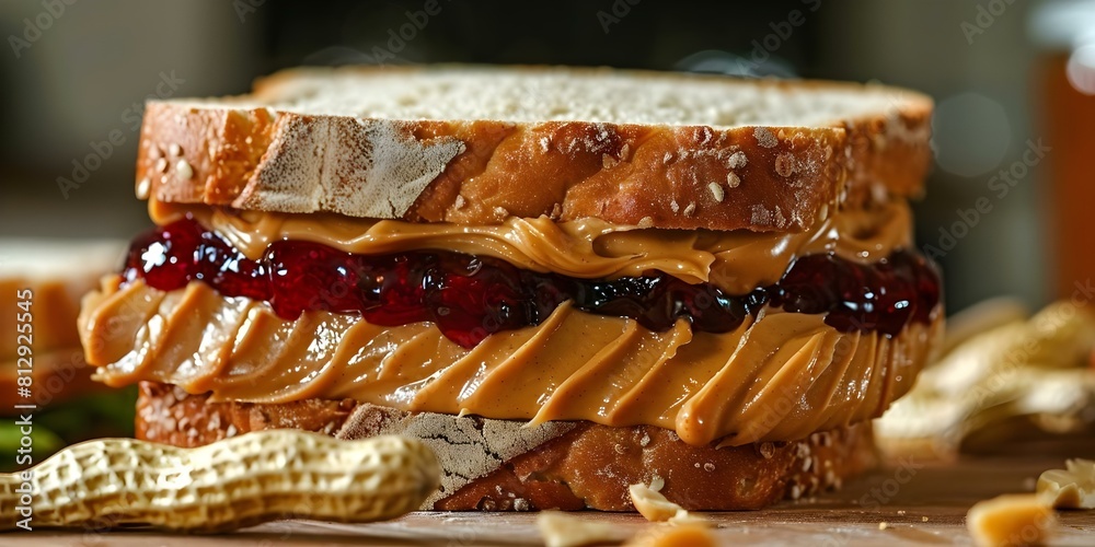 Creating a Peanut Butter and Jelly Sandwich in Exquisite Slow Motion. Concept Food preparation, Slow motion video, Peanut butter, Jelly, Sandwich making