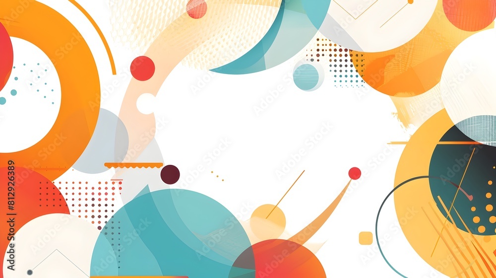 Obraz premium Vibrant Geometric Abstraction with Overlapping Patterns and Minimalist Copyspace