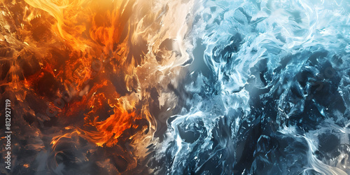 Ice and fire abstract fusion background - Ai Generated