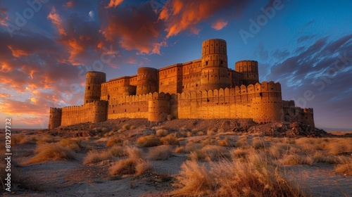 The Derawar Fort in the Cholistan Desert Pakistan an imposing square fortress with forty bastions visible from many miles away representing the power