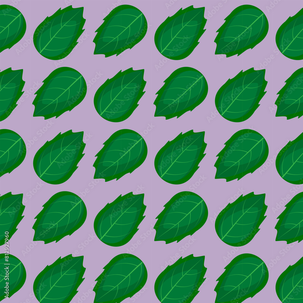 Summer vector seamless pattern with plant leaves.