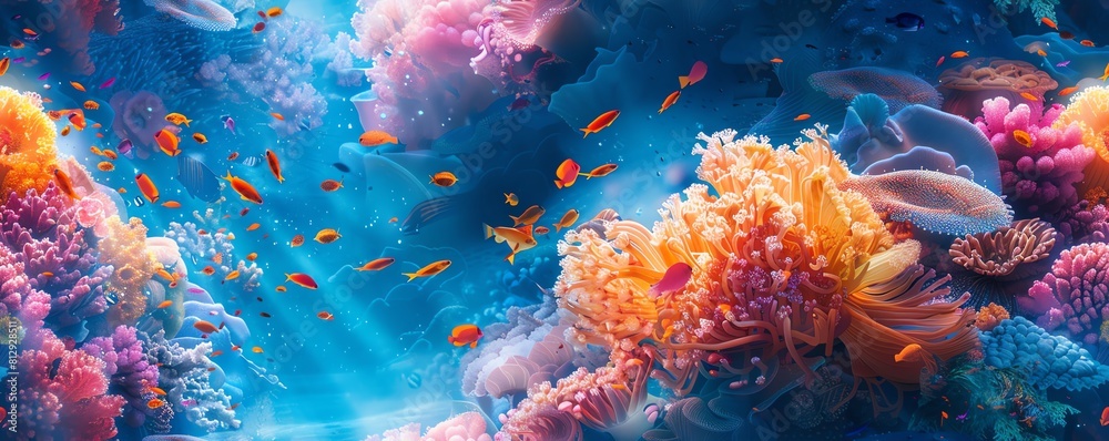 Capture the ethereal blend of high-end fashion and marine life, featuring intricate details and bold colors in a watercolor-inspired digital illustration Capture the ethereal blend of high-end fashion and marine life, featuring intricate details and bold colors in a watercolor-inspired digital illustration