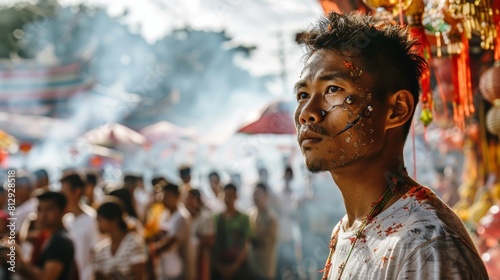 The Phuket Vegetarian Festival in Thailand a colorful event celebrated with elaborate street processions ritualistic practices and displays of devotio photo