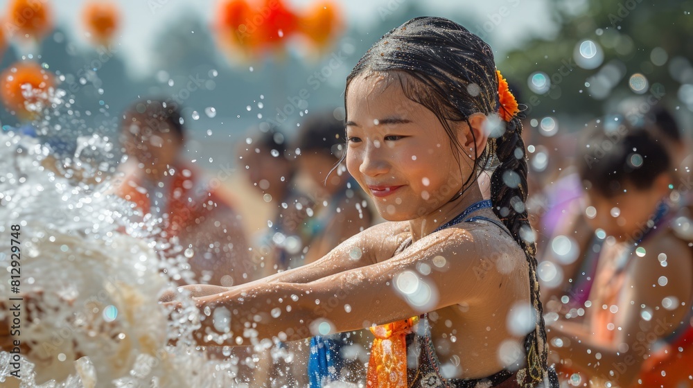 The Water-Splashing Festival of the Dai People in Xishuangbanna China marking the traditional New Year with a joyful water fight intended to wash away