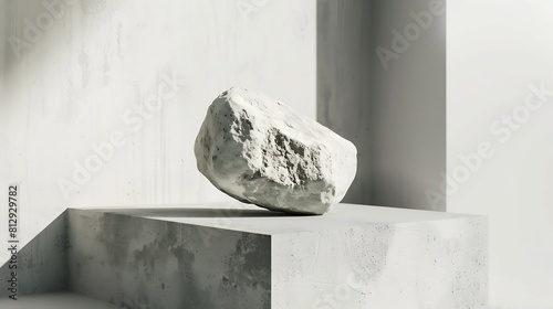 Minimal background for branding and product presentationnatural stone for product display on grey backgroundcopy spaceadvertising and sale concept : Generative AI photo