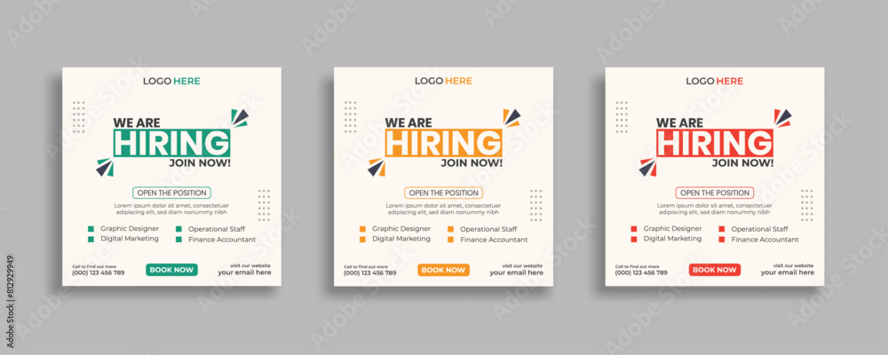 We are hiring job vacancy social media post or square web banner template vector design We are hiring job vacancy social media post or square web banner template vector design
