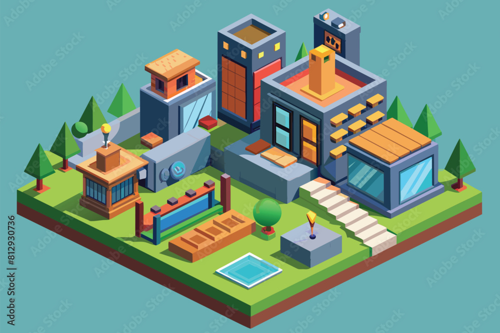 A first-class isometric illustration featuring a low polygonal house design, First class Customizable Isometric Illustration A first-class isometric illustration featuring a low polygonal house design, First class Customizable Isometric Illustration