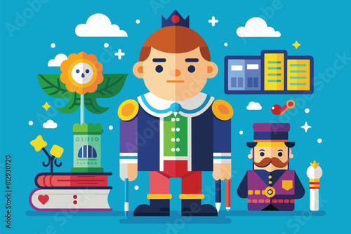 A man standing outdoors next to a large pile of books, First class Customizable Disproportionate Illustration