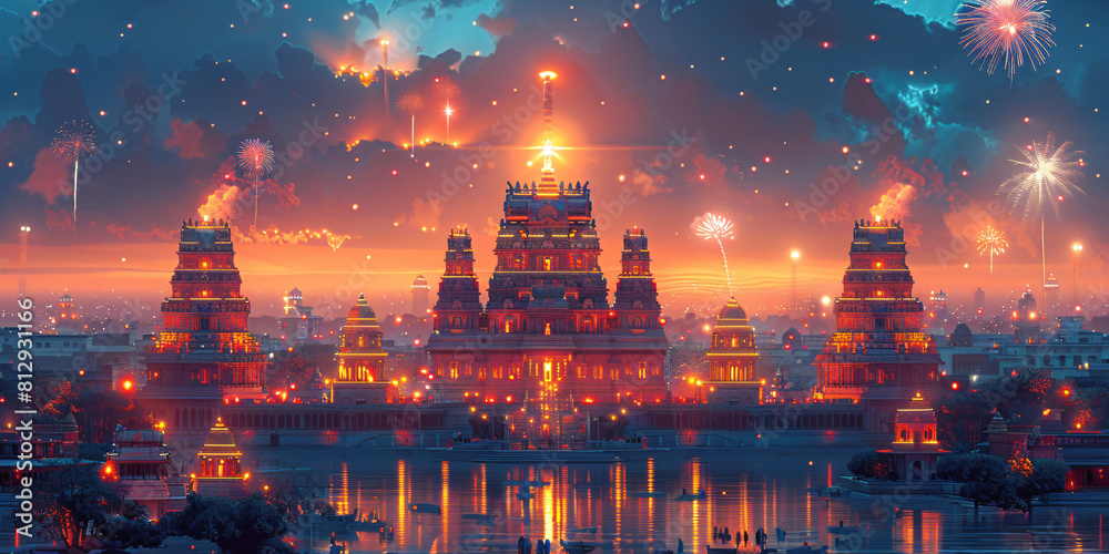 Fototapeta premium Mastering the Art of Colorful Vector Illustration. Capturing the Spirit of the Indian Festival Rath Yatra