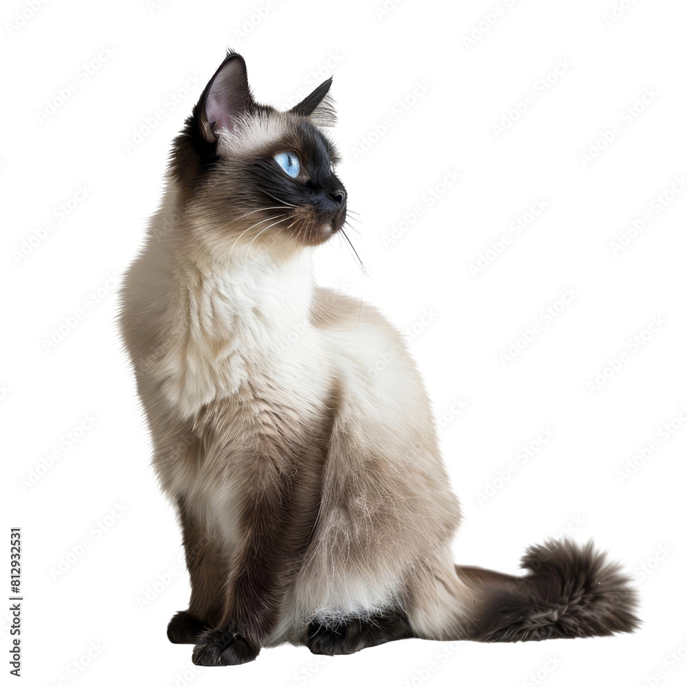Balinese Cat, isolated on white background, perfect for PNG diecut Balinese Cat, isolated on white background, perfect for PNG diecut