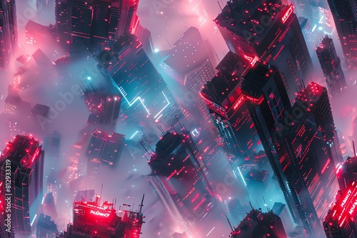 Capture the intensity of a dystopian cityscape with dynamic dance forms