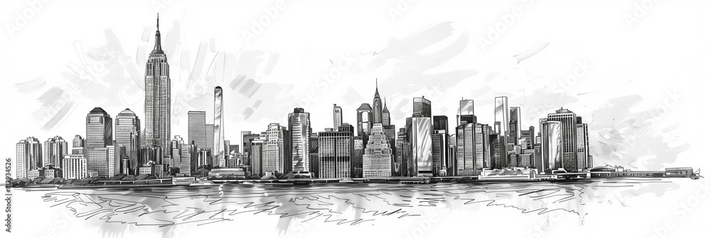 Fototapeta premium Sketch view of New York City.