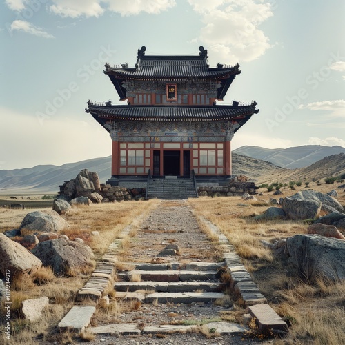 The Erdene Zuu Monastery in Mongolia one of the oldest surviving Buddhist monasteries in Mongolia built on the site of the former Mongol capital of Ka photo