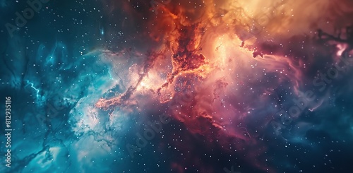 A distant galaxy within the Milky Way  with vibrant colors and swirling patterns against an expanse of stars.