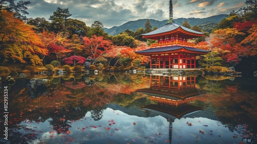 The Daigoji Temple in Kyoto Japan an important Shingon Buddhist temple that is especially famous for its spectacular autumn colors and the ancient fiv photo