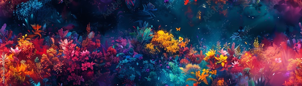 Illustrate a surreal forest of vibrant Illustrate a surreal forest of vibrant