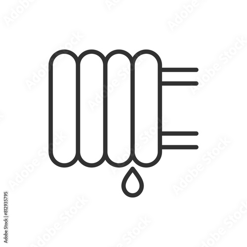 Heating radiator leakage, linear icon. Line with editable stroke