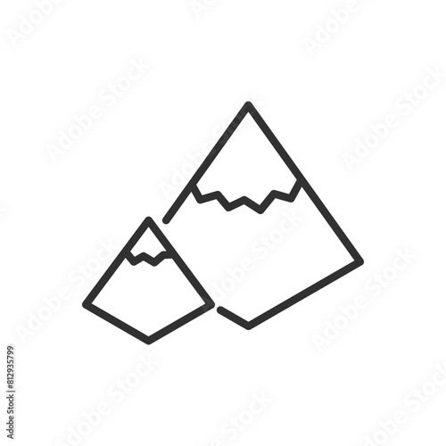 Mountains, isometric style, linear icon. Line with editable stroke