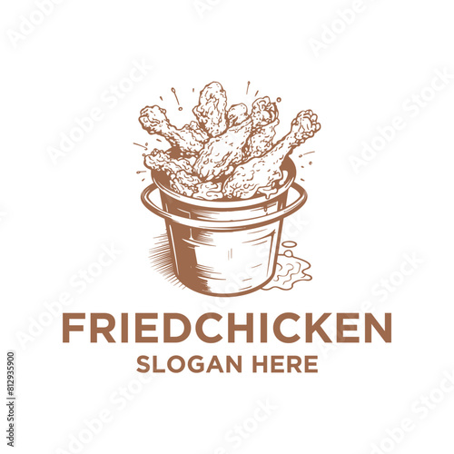 Fried chicken restaurant logo vector illustration