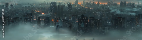 Capture a desolate cityscape of the future in a muted color palette