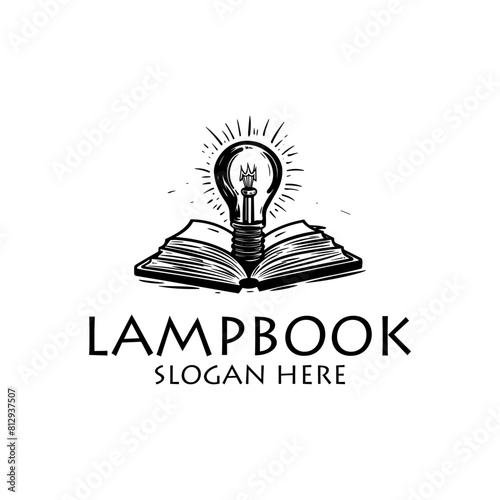 Lamp book, educational logo vector illustration