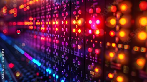 Wallpaper Mural Detailed view of a quantum computing monitor displaying complex qubit interactions, hyperrealistically portrayed with sharp digital accuracy and vibrant colors, no people. Torontodigital.ca