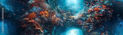 Explore a mesmerizing underwater realm with vibrant coral reefs photo