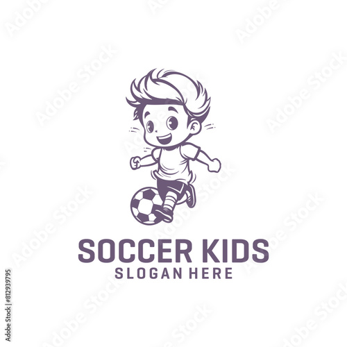 Soccer kid, mascot logo vector illustration