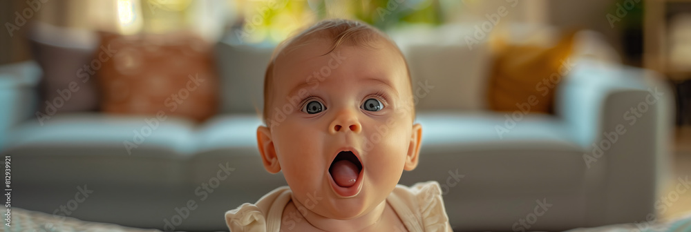 Obraz premium An innocent baby is playing in the house.