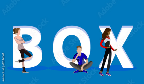 People on "Box" for Web, Mobile App, Presentations