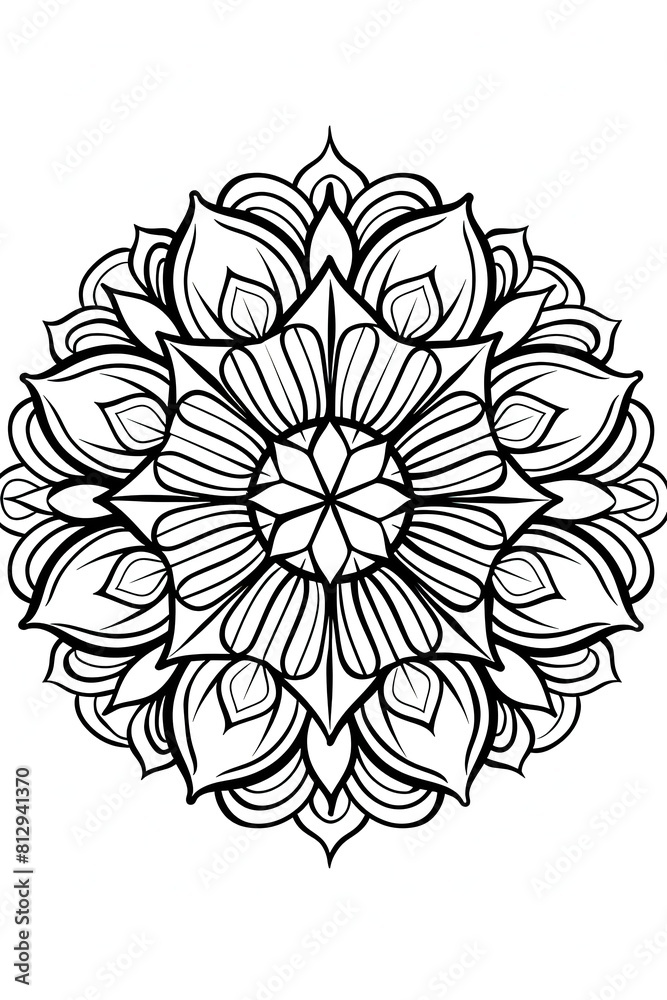 A black and white drawing of a flower with a white background A black and white drawing of a flower with a white background