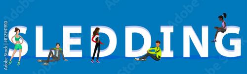 People on "Sledding" for Web, Mobile App, Presentations