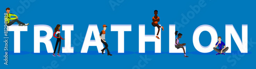 People on "Triathlon" for Web, Mobile App, Presentations