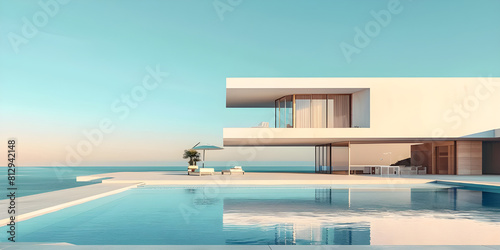 Modern luxury villa exterior in minimal style background - Ai Generated © Muhammad