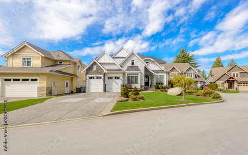 A perfect neighbourhood. Houses in suburb at Summer in the north America.