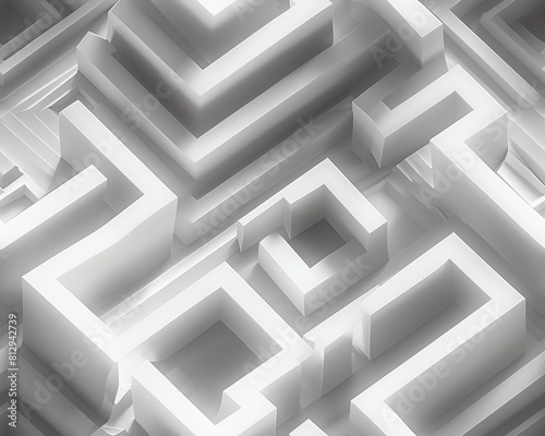 Wallpaper Mural Capture a minimalist labyrinth design from a high angle, incorporating Freudian symbolism in a grayscale palette with sharp geometric lines Torontodigital.ca