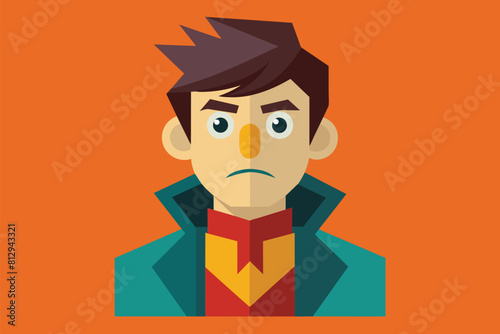 A man standing with a bird perched on his head, Jealous Customizable Flat Illustration